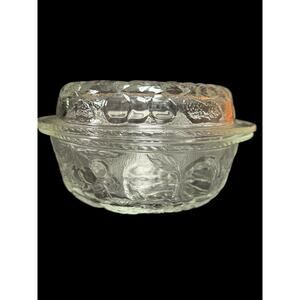 Libbey Orchard Fruit 3 Qt Round Sourdough, Pie, Casserole Dish with Lid Vintage